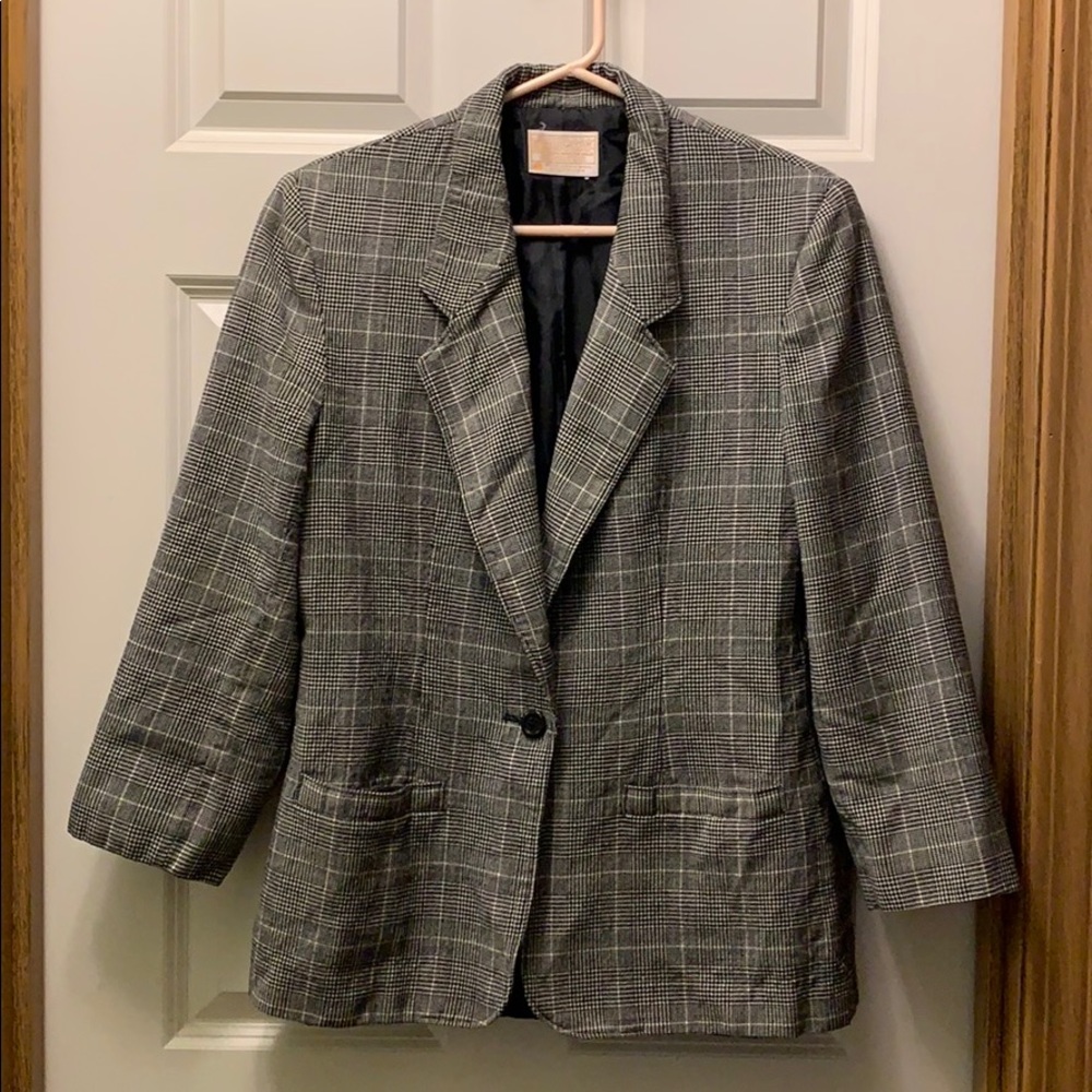 Vintage plaid wool blazer - EUC